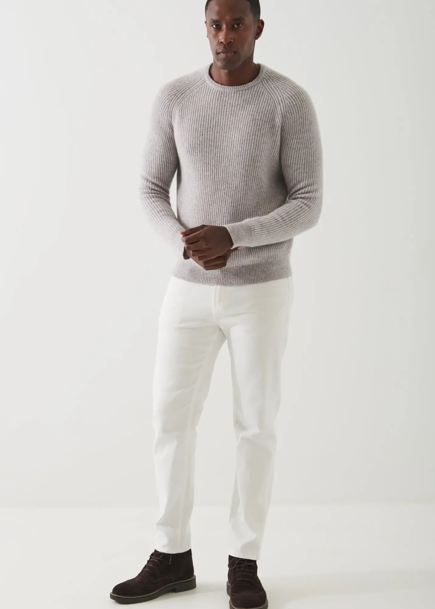 PATRICK ASSARAF Ribbed Cashmere Crewneck|Men Knitwear