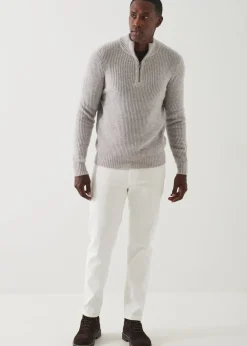 PATRICK ASSARAF Ribbed Cashmere Quarter-Zip|Men Knitwear