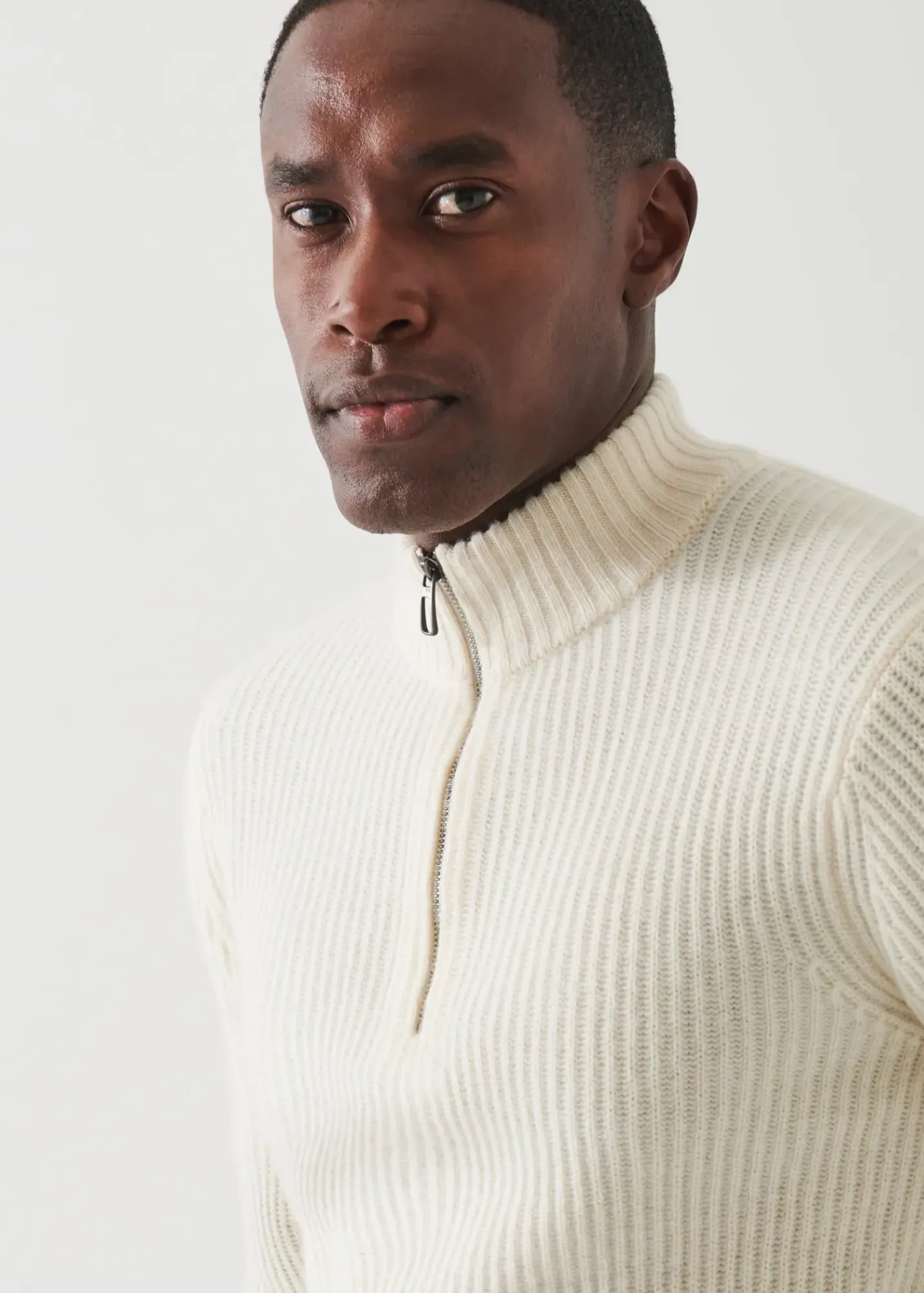 PATRICK ASSARAF Ribbed Cashmere Quarter-Zip|Men Knitwear