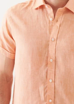 PATRICK ASSARAF Short Sleeve Linen Shirt|Men Shirts