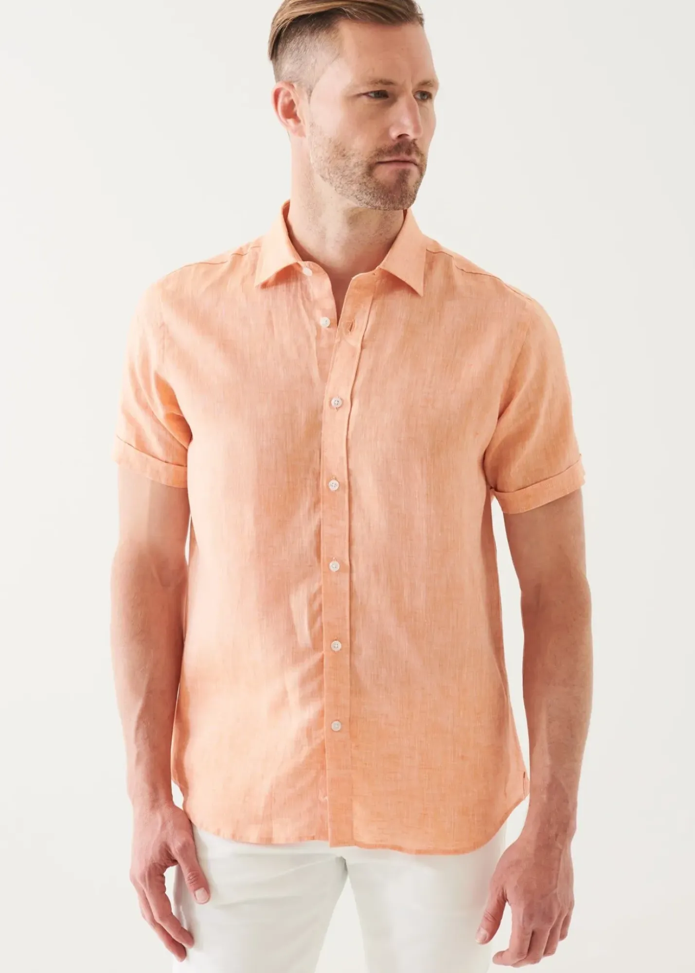 PATRICK ASSARAF Short Sleeve Linen Shirt|Men Shirts