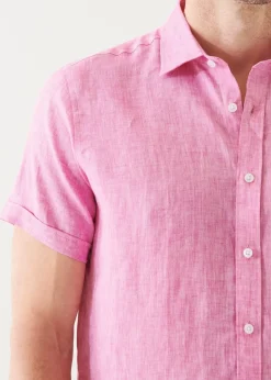 PATRICK ASSARAF Short Sleeve Linen Shirt|Men Shirts