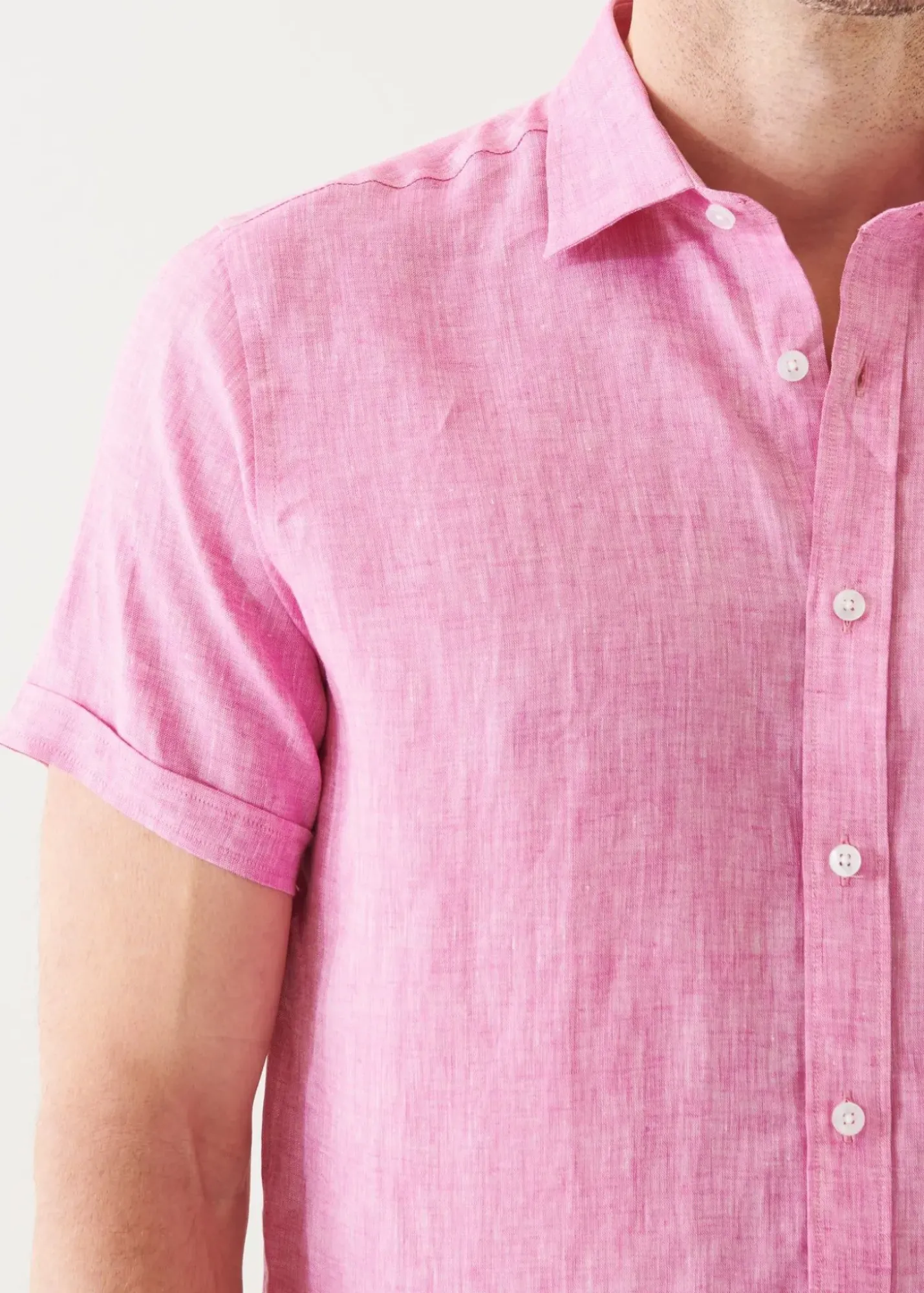PATRICK ASSARAF Short Sleeve Linen Shirt|Men Shirts