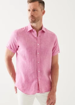PATRICK ASSARAF Short Sleeve Linen Shirt|Men Shirts