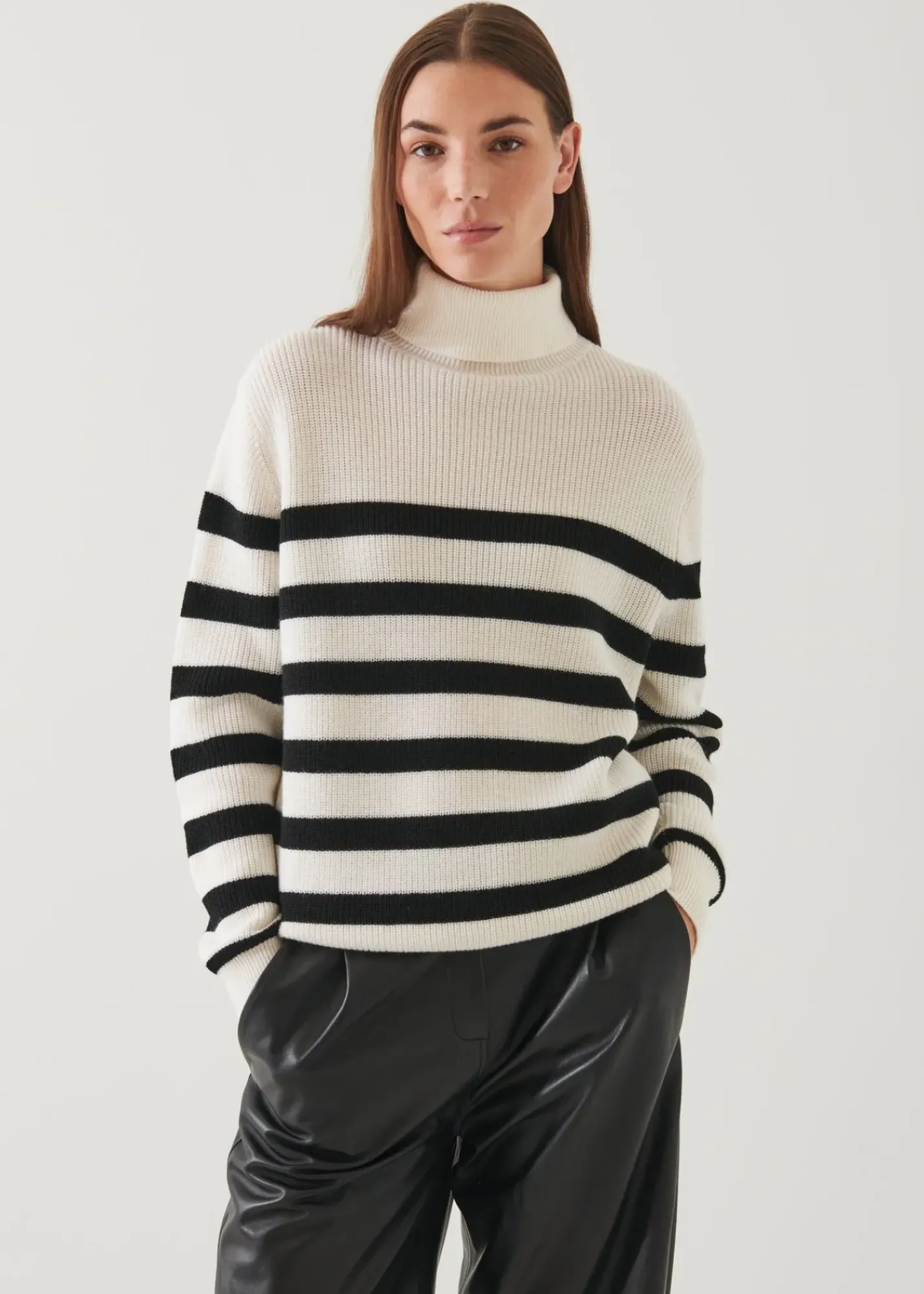 PATRICK ASSARAF Striped Boyfriend Turtleneck|Women Knitwear