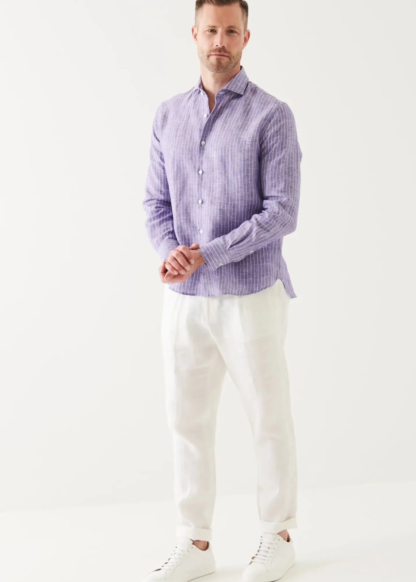 PATRICK ASSARAF Striped Linen Shirt|Men Shirts