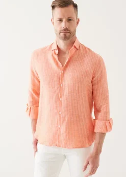 PATRICK ASSARAF Striped Linen Shirt|Men Shirts