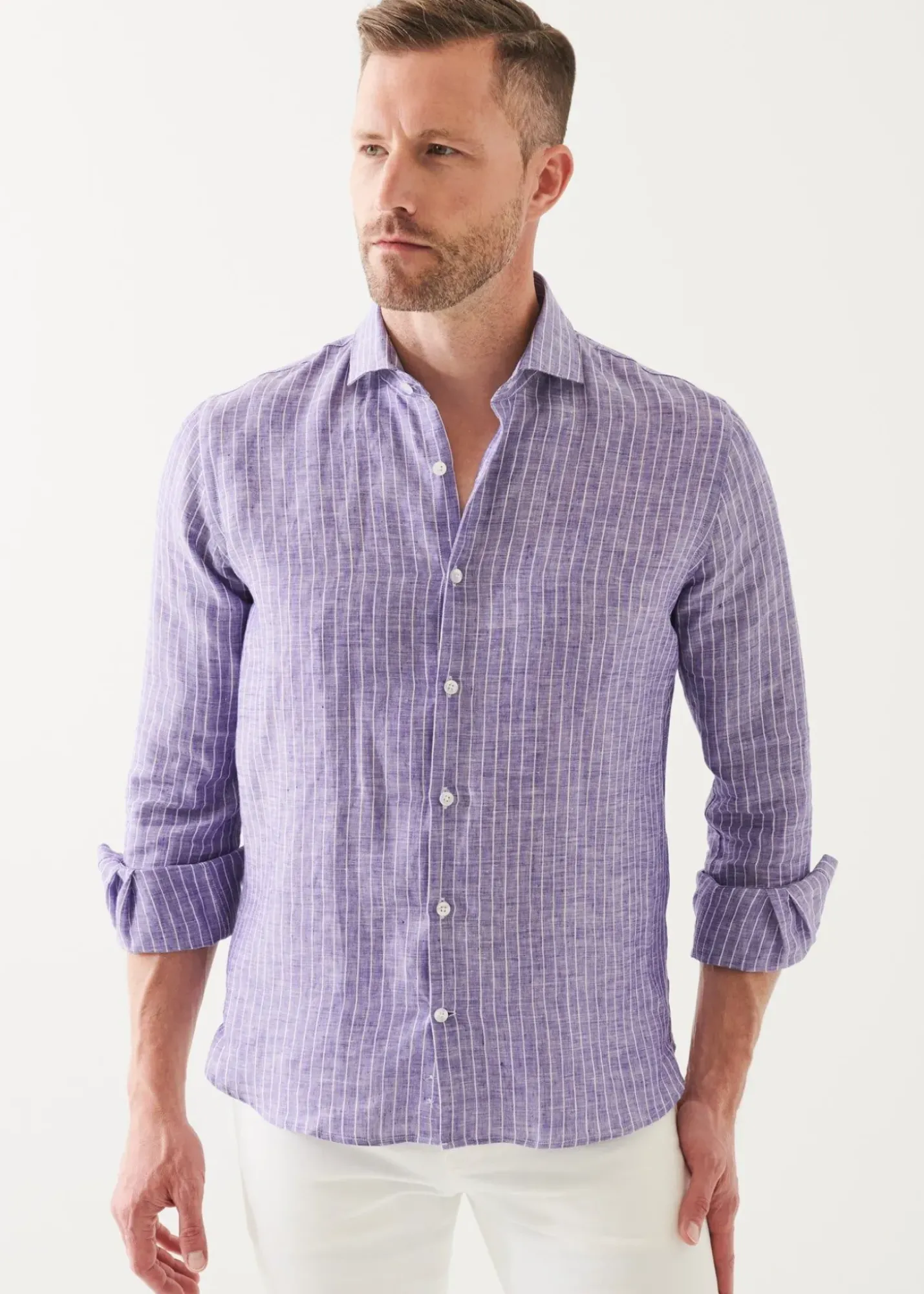 PATRICK ASSARAF Striped Linen Shirt|Men Shirts