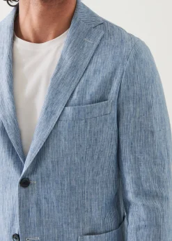 PATRICK ASSARAF Striped Linen Two-Button Blazer|Men Blazers
