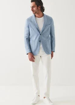 PATRICK ASSARAF Striped Linen Two-Button Blazer|Men Blazers
