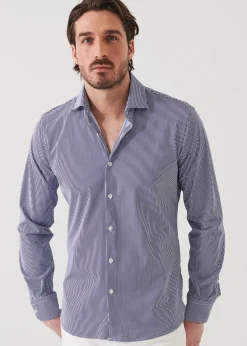 PATRICK ASSARAF Striped Nylon Performance Long Sleeve Shirt|Men Shirts