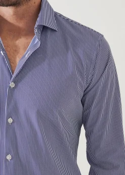 PATRICK ASSARAF Striped Nylon Performance Long Sleeve Shirt|Men Shirts