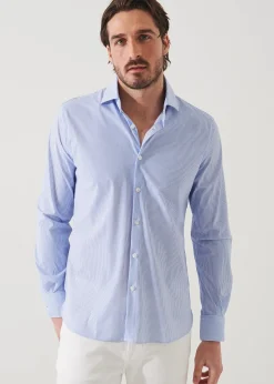 PATRICK ASSARAF Striped Nylon Performance Long Sleeve Shirt|Men Shirts