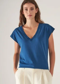 PATRICK ASSARAF Sublime Reactive Pima Cotton Stretch Dolman V-Neck|Women T-Shirts