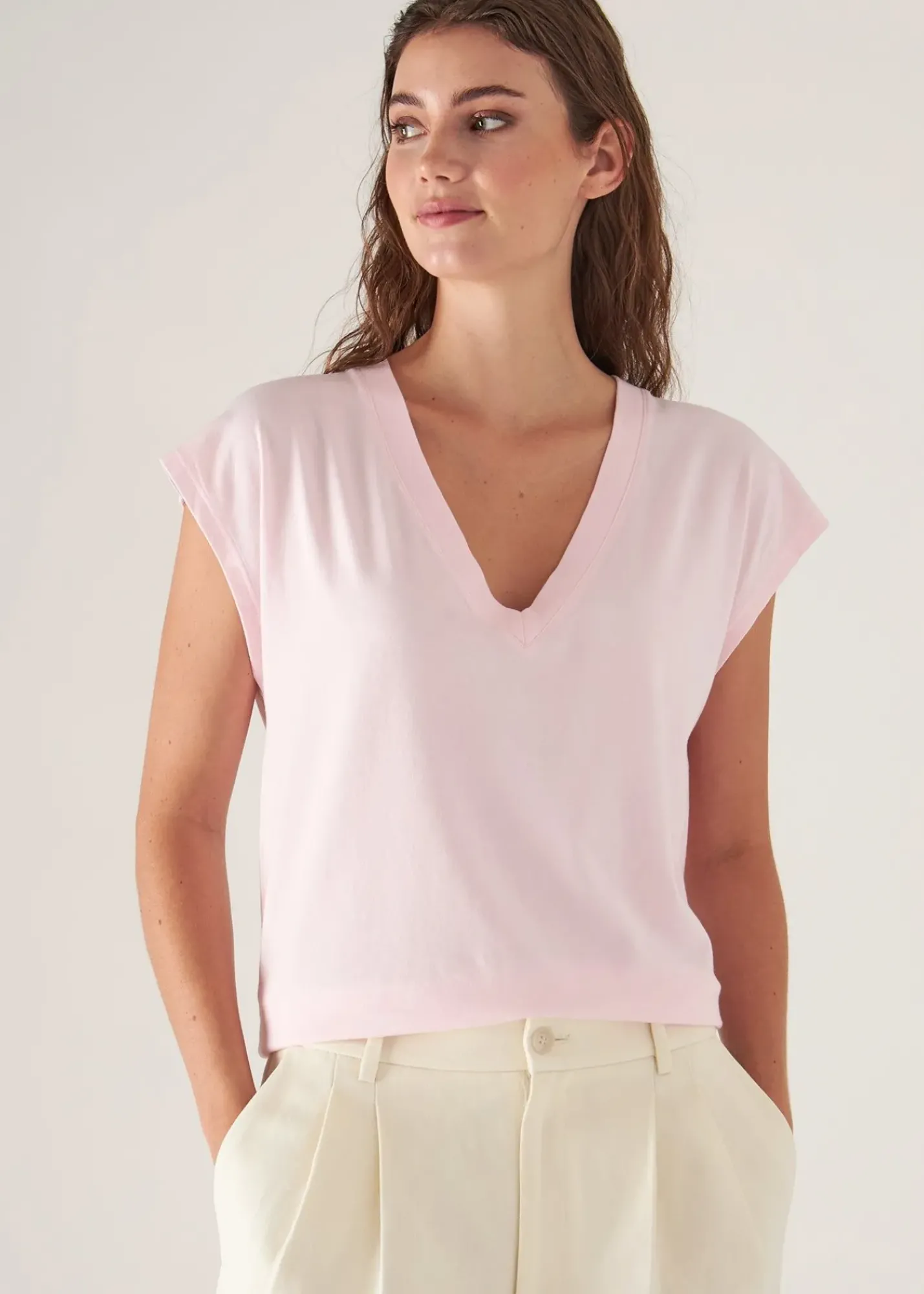 PATRICK ASSARAF Sublime Reactive Pima Cotton Stretch Dolman V-Neck|Women T-Shirts