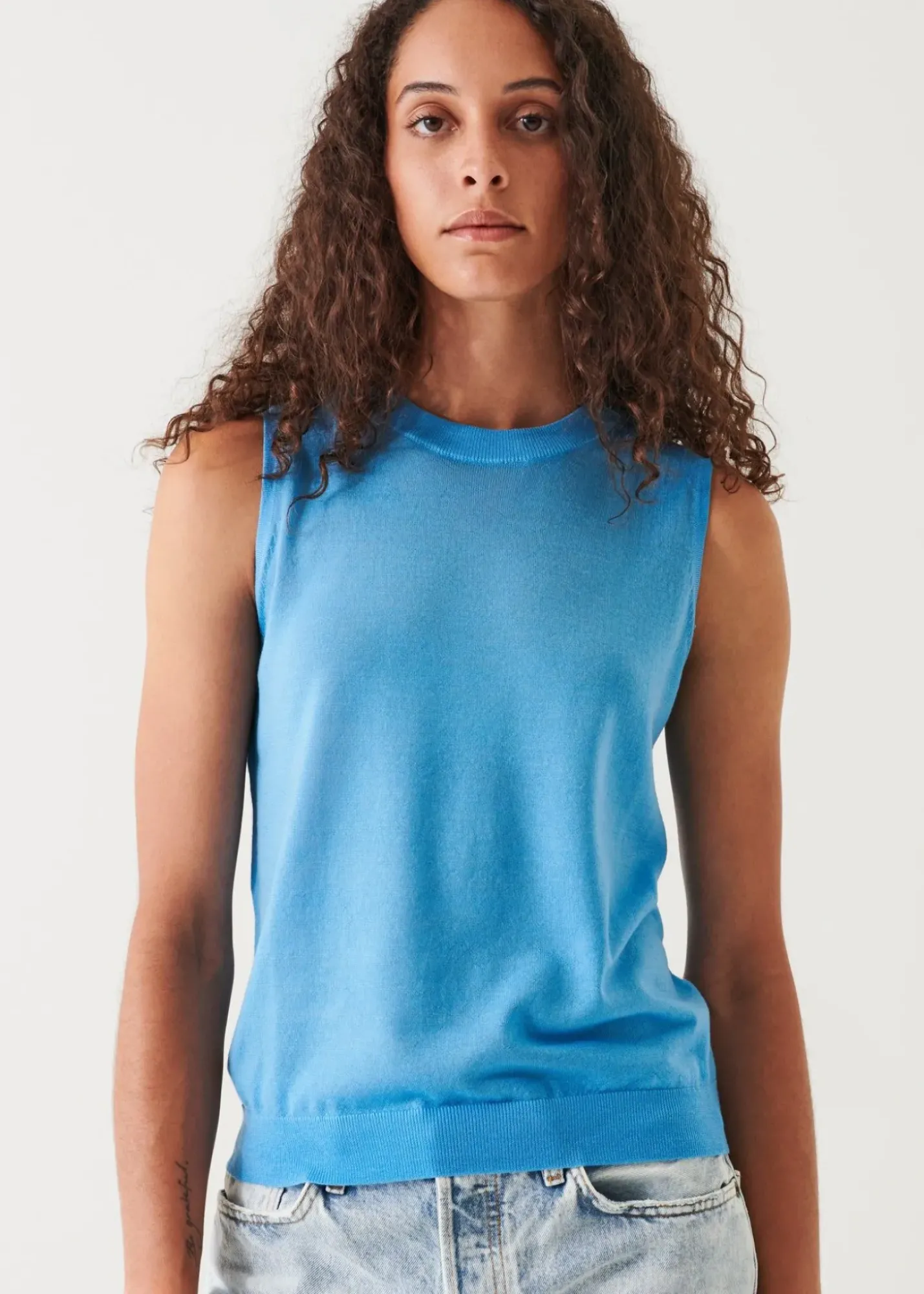 PATRICK ASSARAF Superfine Merino Crew Tank|Women Knitwear