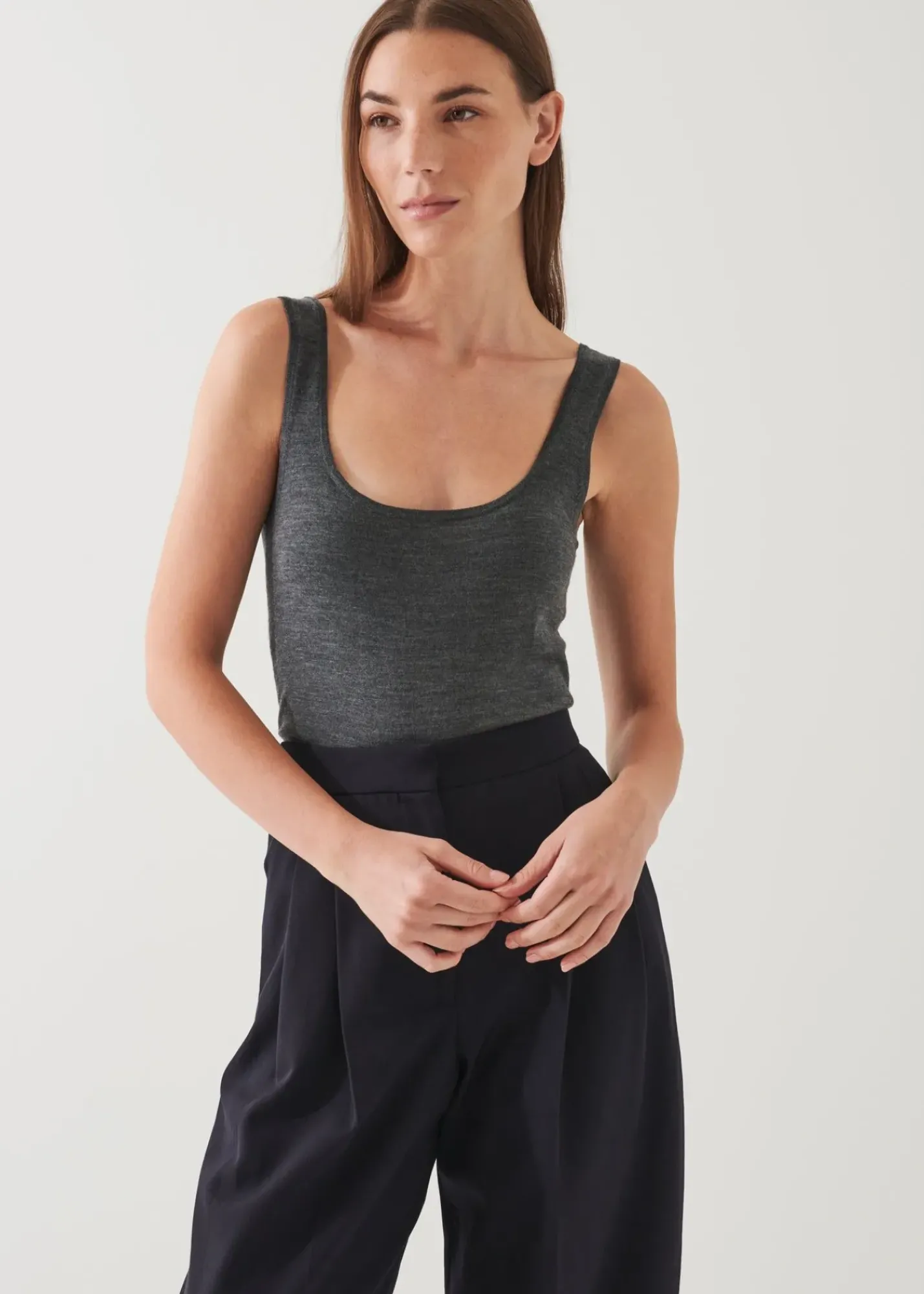 PATRICK ASSARAF Superfine Merino Crew Tank|Women Knitwear