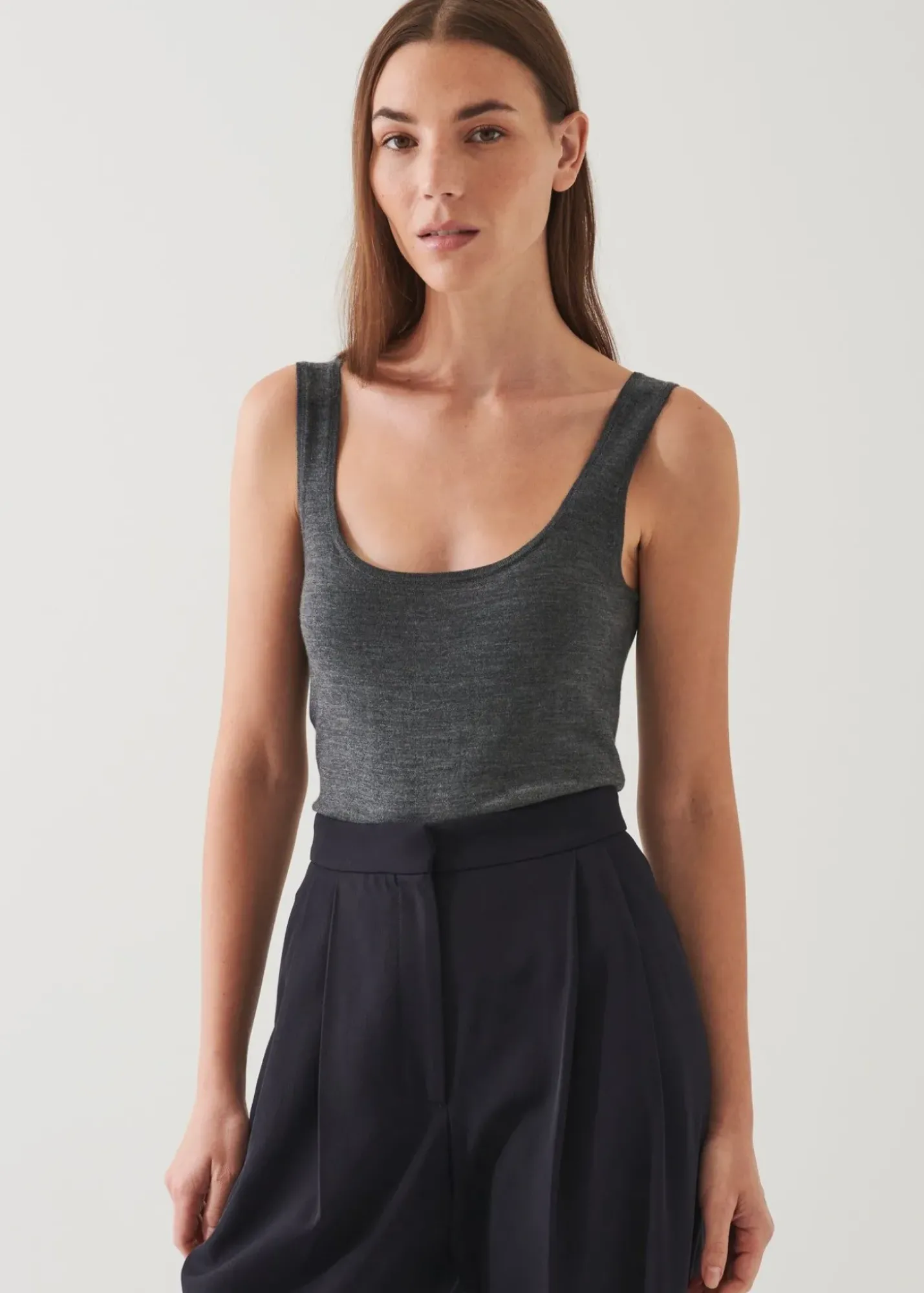 PATRICK ASSARAF Superfine Merino Fitted Tank|Women Knitwear
