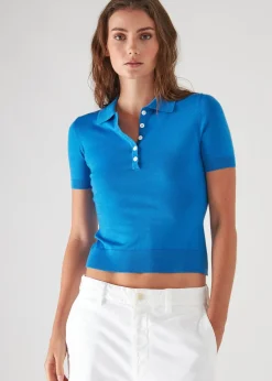 PATRICK ASSARAF Superfine Merino Lyocell Short Sleeve Polo|Women Knitwear