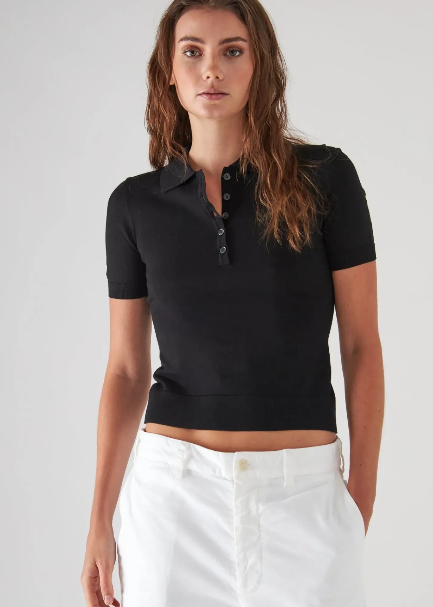 PATRICK ASSARAF Superfine Merino Lyocell Short Sleeve Polo|Women Polos