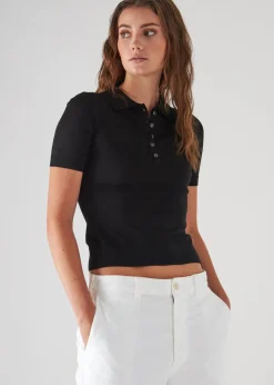 PATRICK ASSARAF Superfine Merino Lyocell Short Sleeve Polo|Women Polos