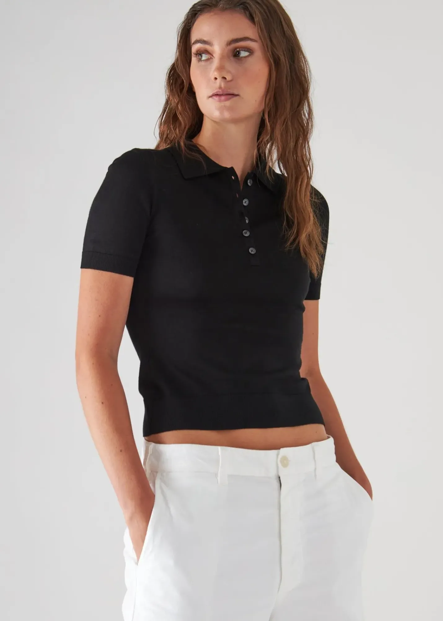 PATRICK ASSARAF Superfine Merino Lyocell Short Sleeve Polo|Women Polos