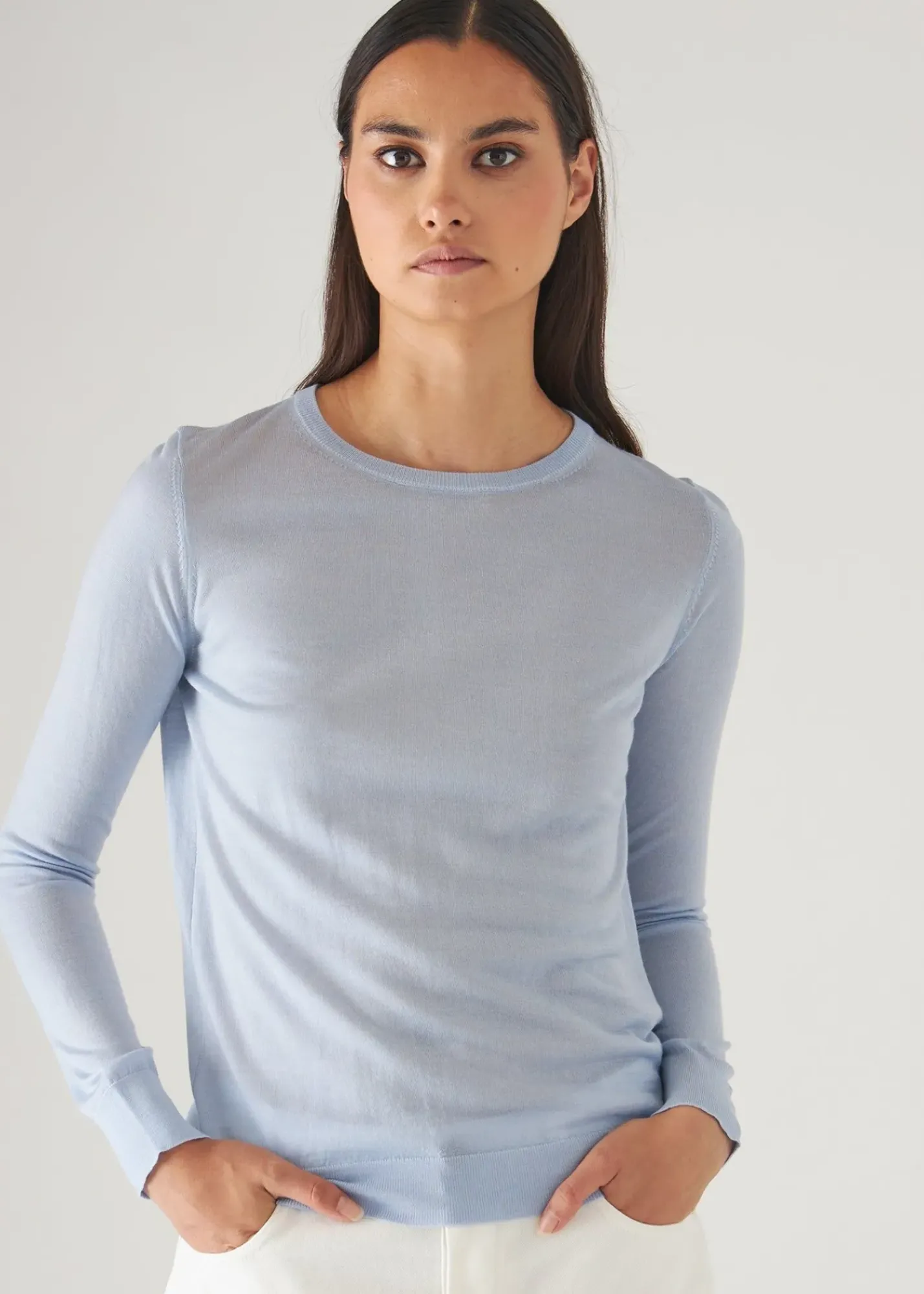 PATRICK ASSARAF Superfine Merino Lyocell Crewneck Sweater|Women Knitwear