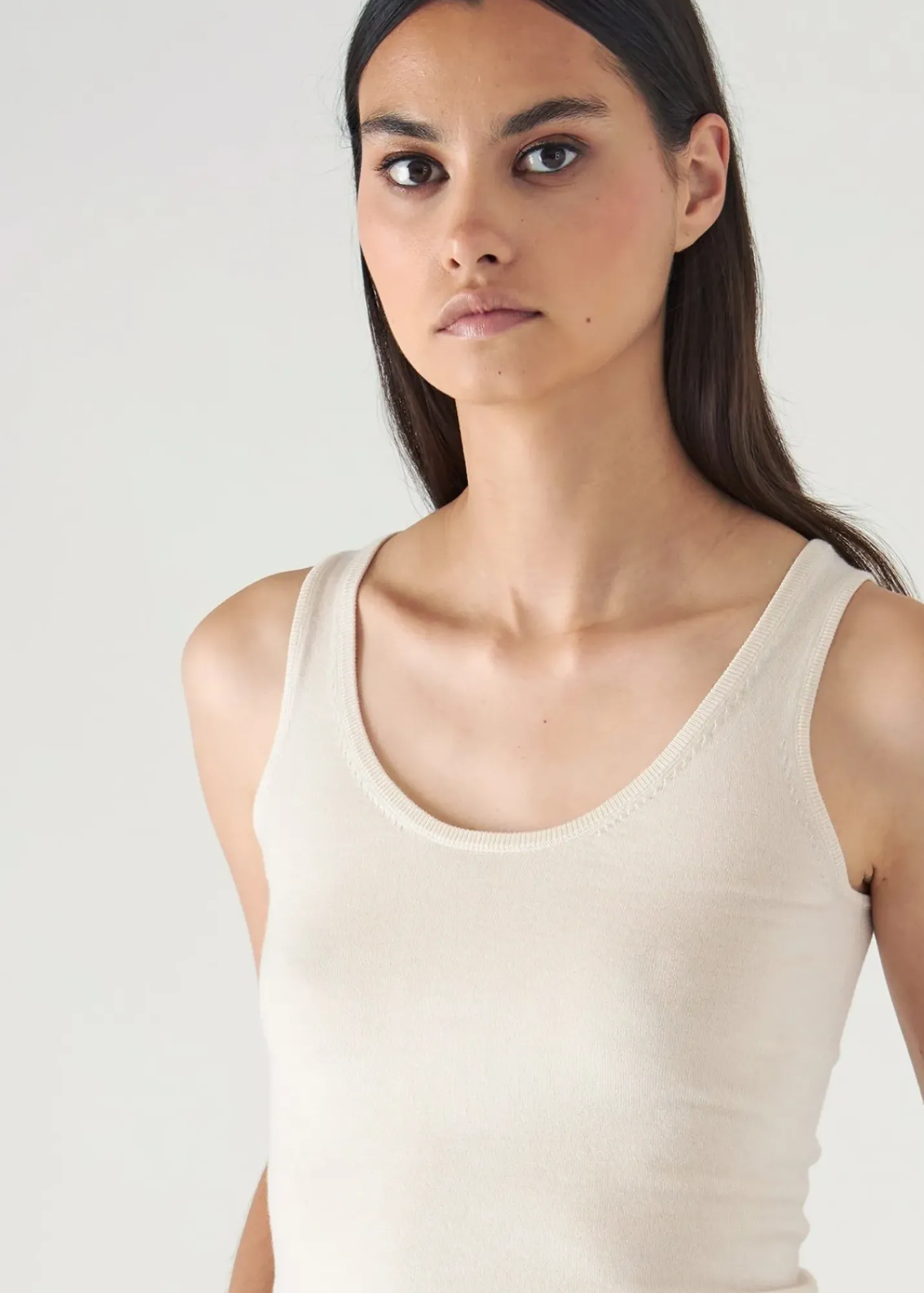 PATRICK ASSARAF Superfine Merino Lyocell Scoop Neck Tank|Women Knitwear