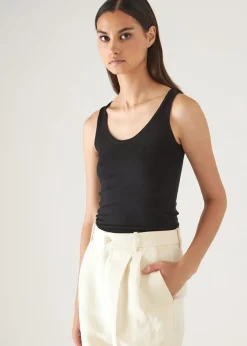 PATRICK ASSARAF Superfine Merino Lyocell Scoop Neck Tank|Women Knitwear