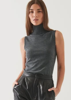 PATRICK ASSARAF Superfine Merino Sleeveless Turtleneck|Women Knitwear