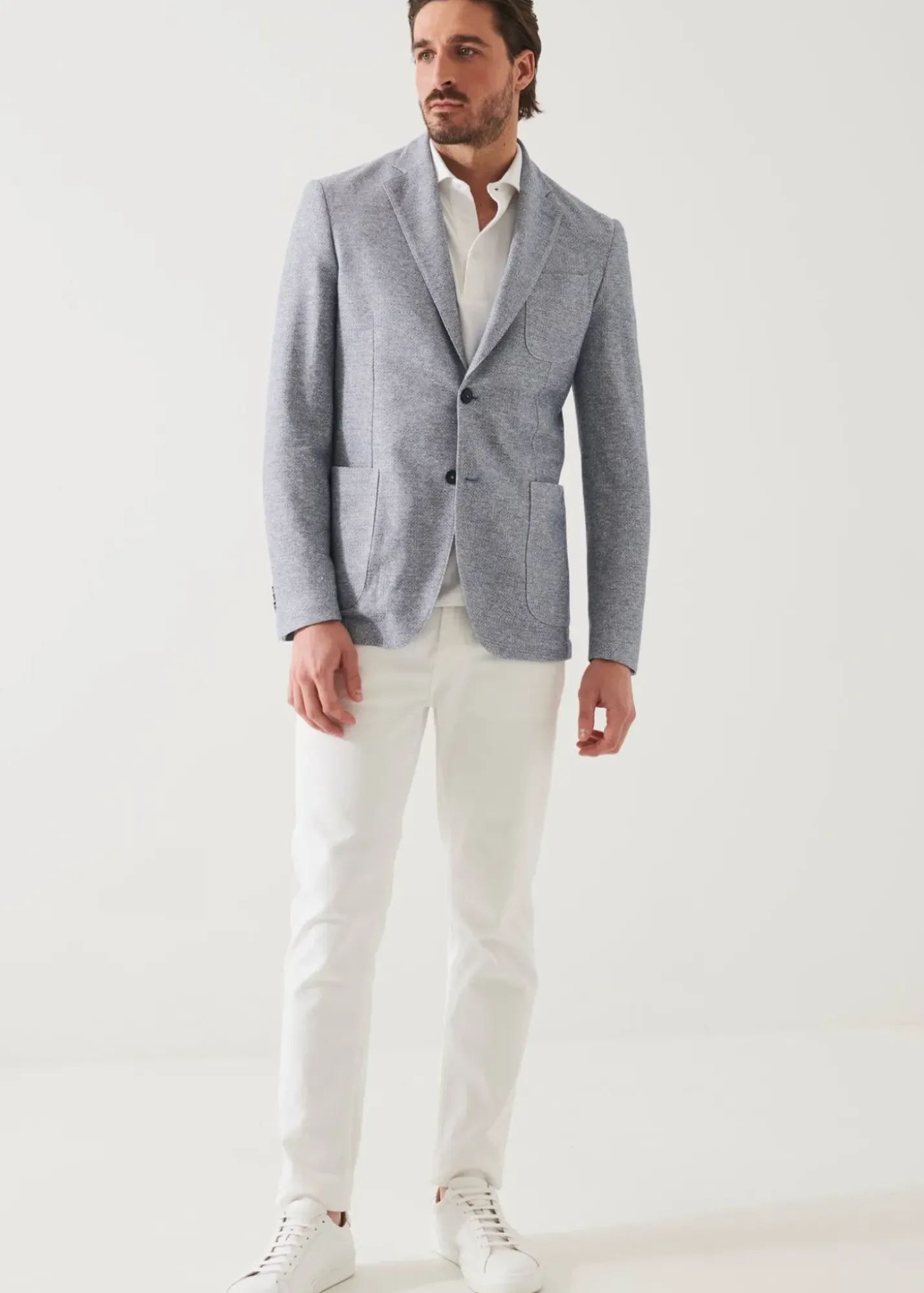 PATRICK ASSARAF Textured Cotton Linen Blend Blazer|Men Blazers