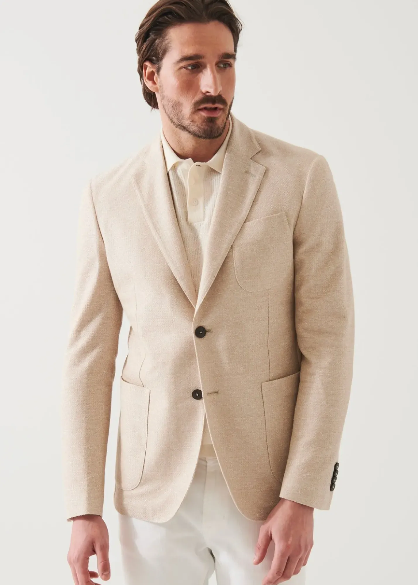 PATRICK ASSARAF Textured Cotton Linen Blend Blazer|Men Blazers