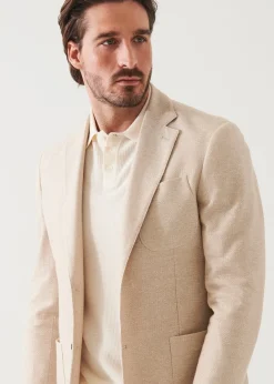 PATRICK ASSARAF Textured Cotton Linen Blend Blazer|Men Blazers