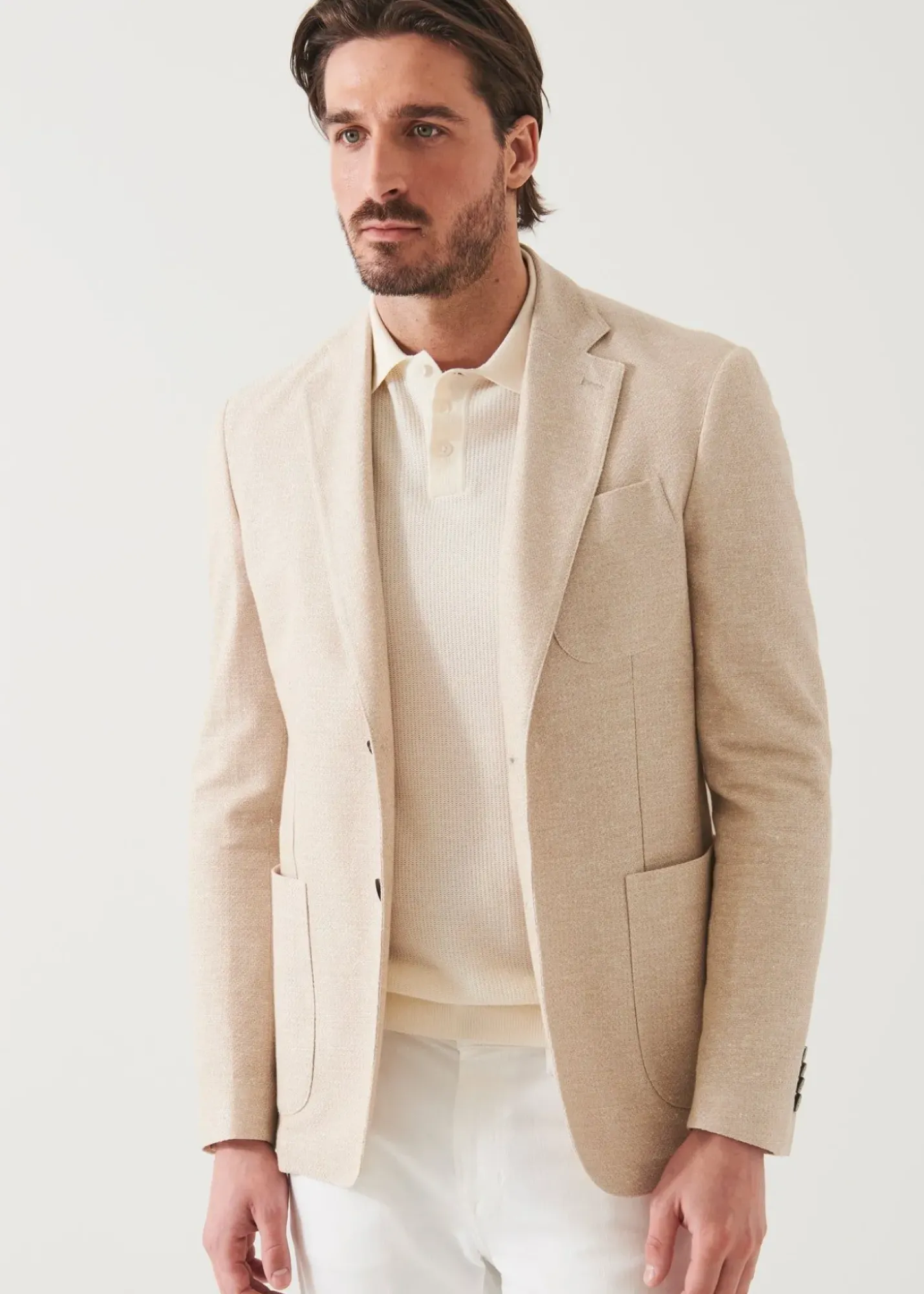 PATRICK ASSARAF Textured Cotton Linen Blend Blazer|Men Blazers