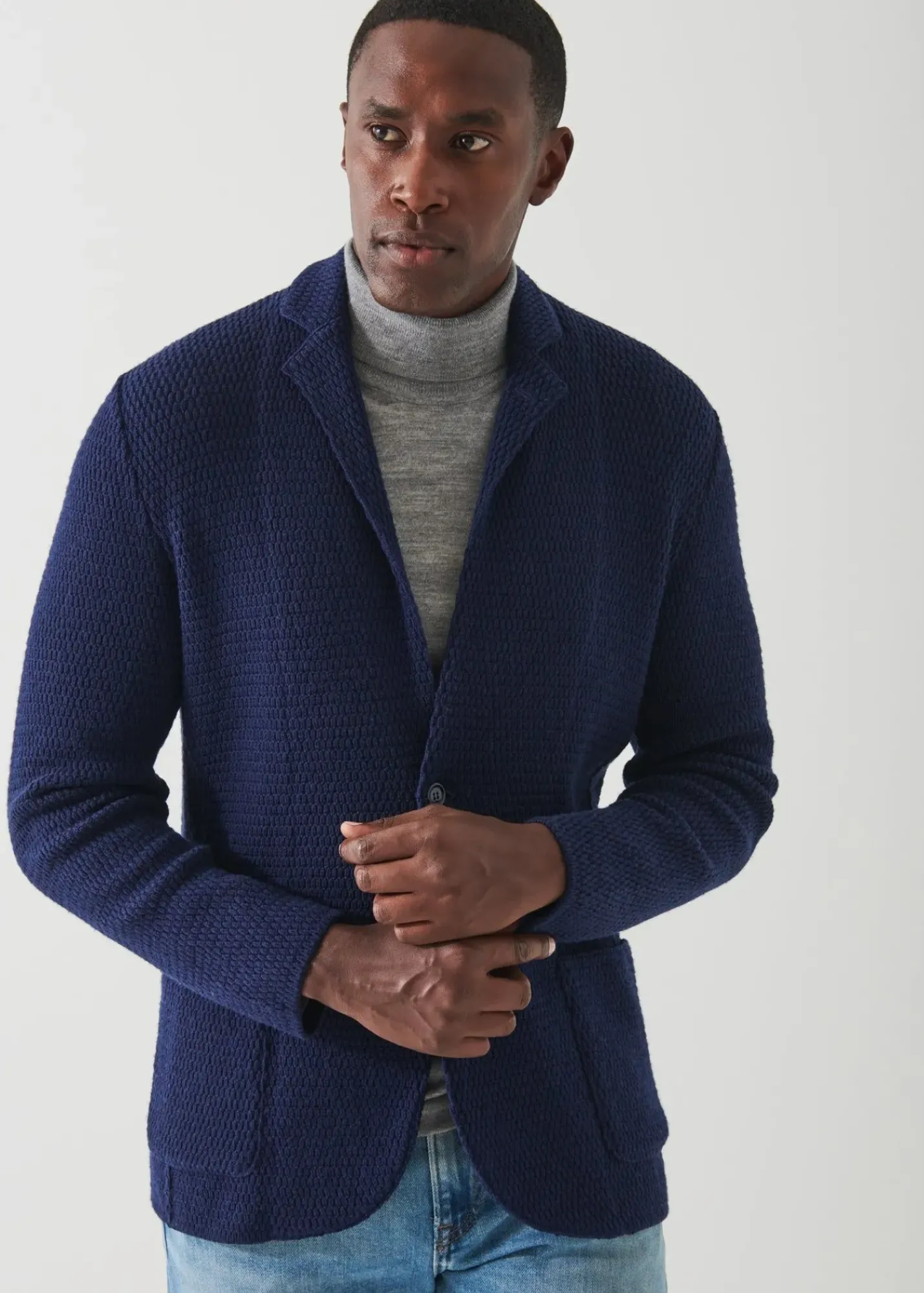 PATRICK ASSARAF Textured Knit Sweater Jacket|Men Blazers