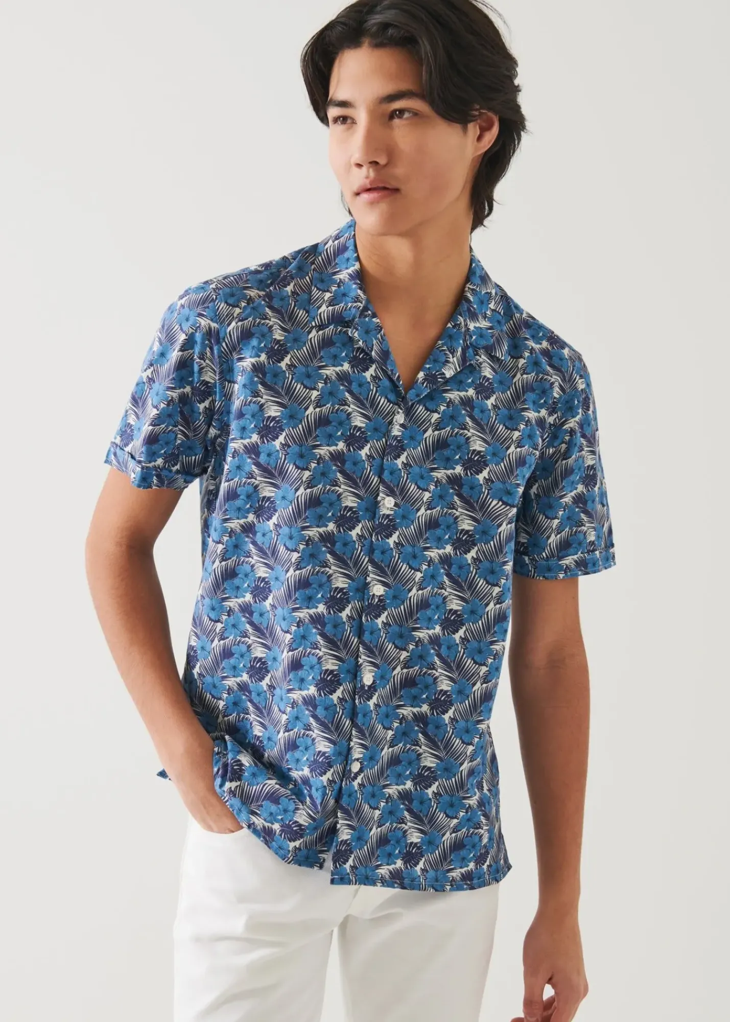 PATRICK ASSARAF Tropical Floral Print Cotton Shirt|Men Shirts