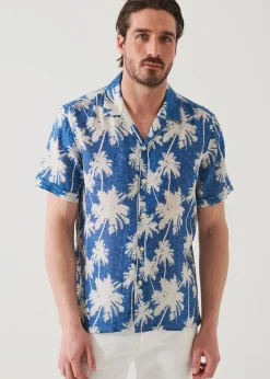 PATRICK ASSARAF Tropical Print Camp Collar Linen Shirt|Men Shirts