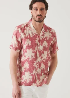 PATRICK ASSARAF Tropical Print Camp Collar Linen Shirt|Men Shirts