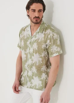 PATRICK ASSARAF Tropical Print Camp Collar Linen Shirt|Men Shirts