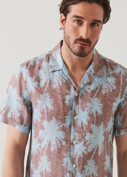 PATRICK ASSARAF Tropical Print Camp Collar Linen Shirt|Men Shirts
