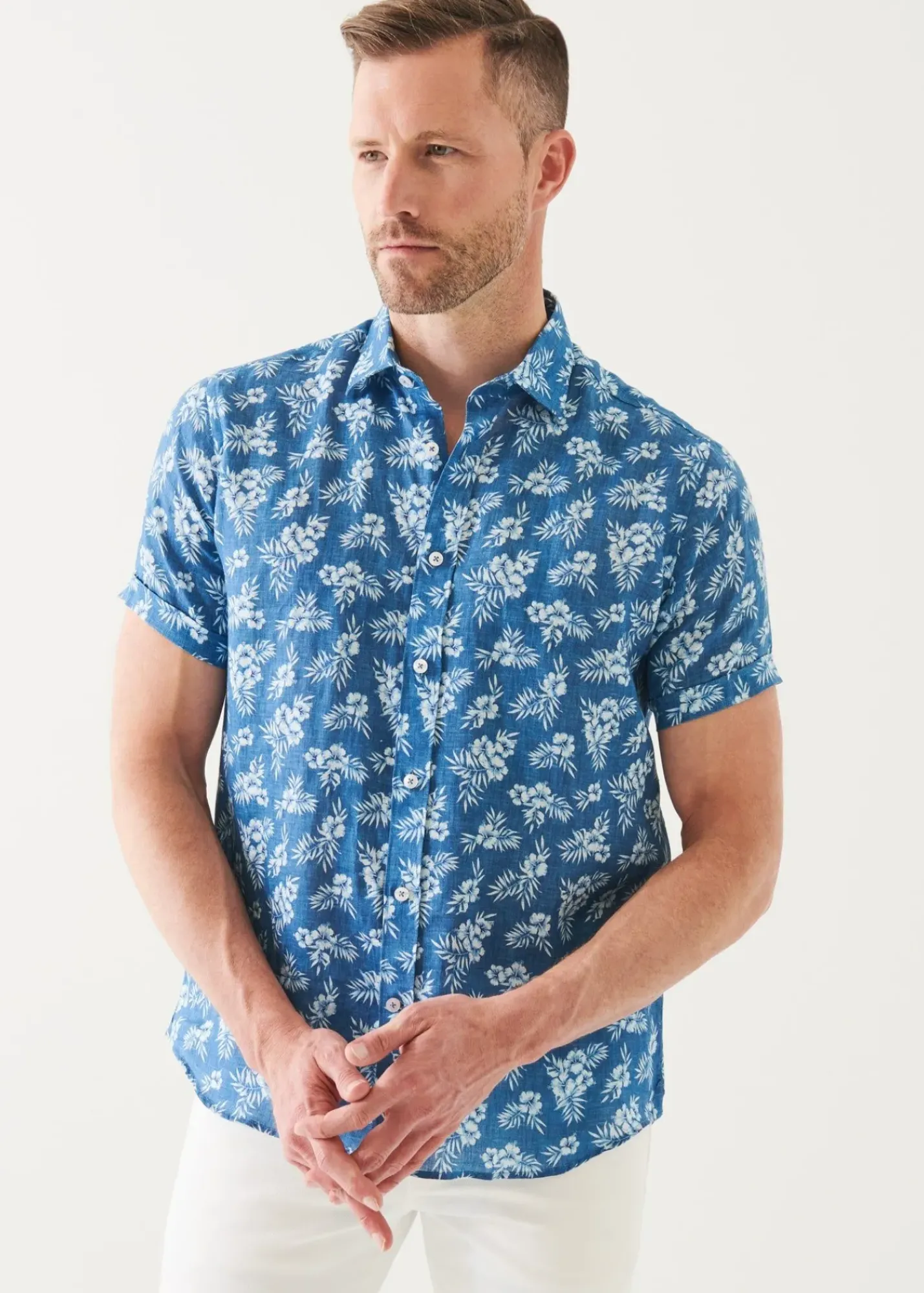 PATRICK ASSARAF Tropical Print Linen Shirt|Men Shirts