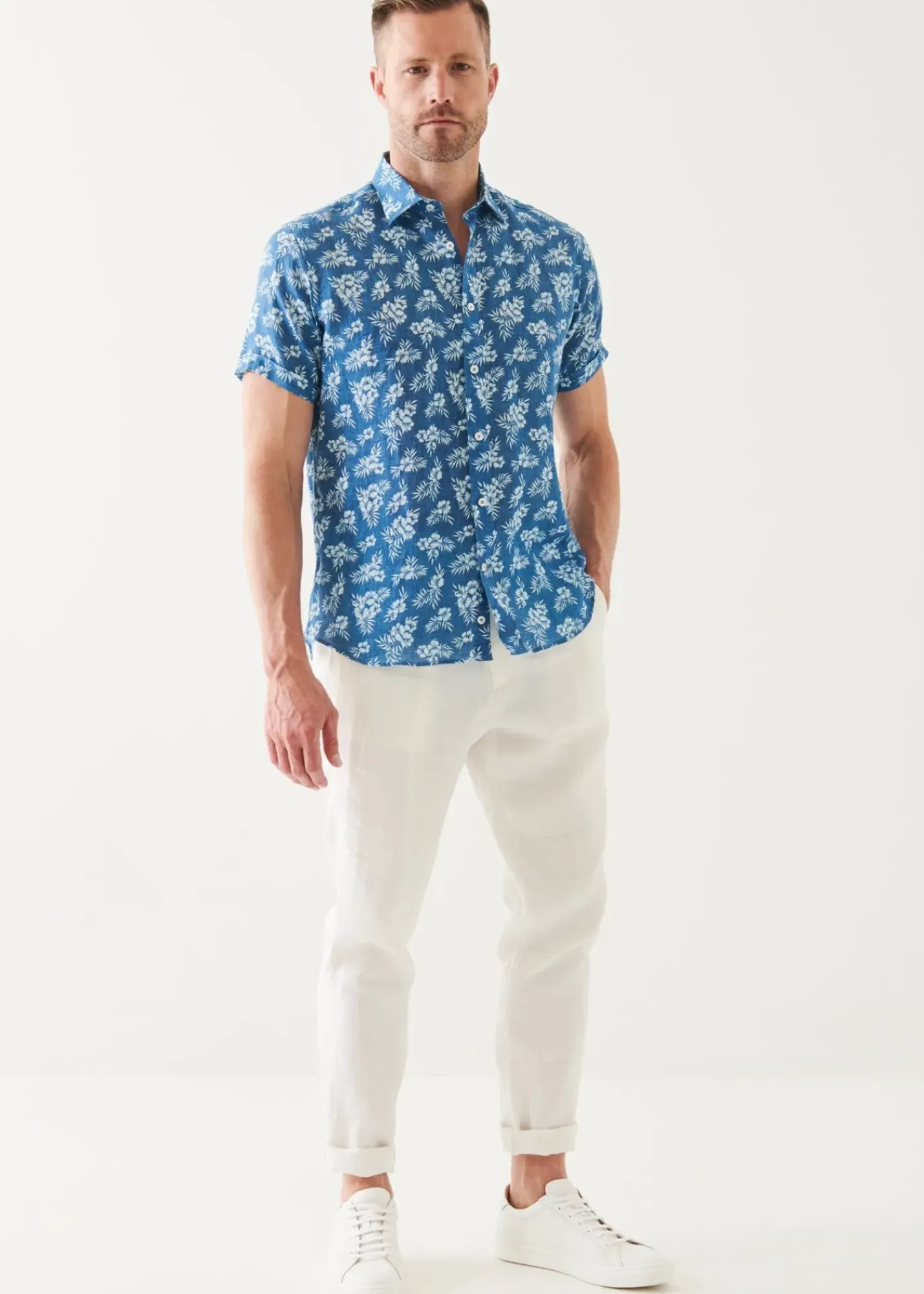 PATRICK ASSARAF Tropical Print Linen Shirt|Men Shirts