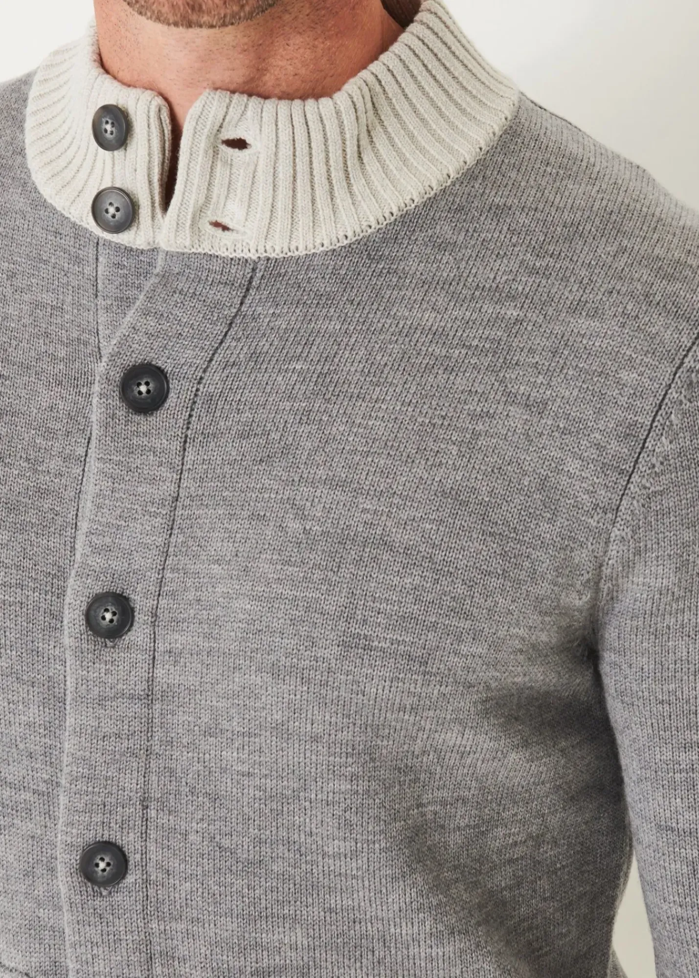 PATRICK ASSARAF Two-Tone Button Front Cardigan|Men Knitwear
