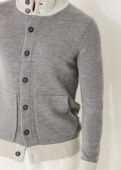 PATRICK ASSARAF Two-Tone Button Front Cardigan|Men Knitwear