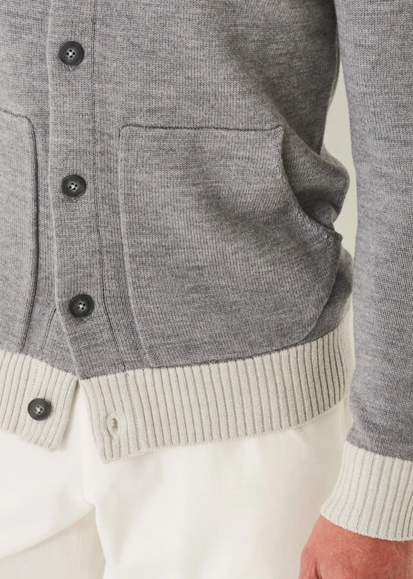 PATRICK ASSARAF Two-Tone Button Front Cardigan|Men Knitwear