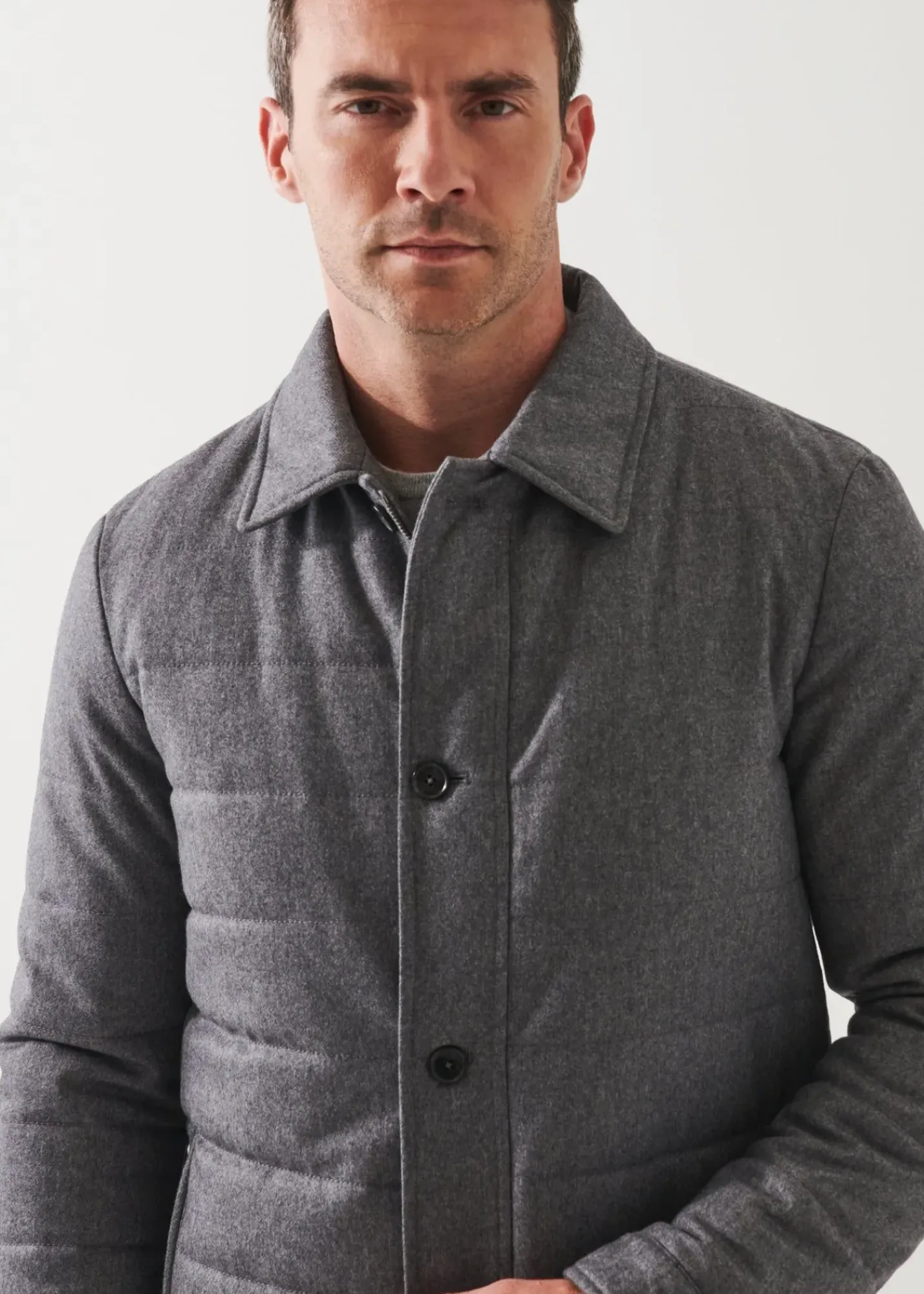 PATRICK ASSARAF Wool Blend Quilted Shirt Jacket|Men Outerwear