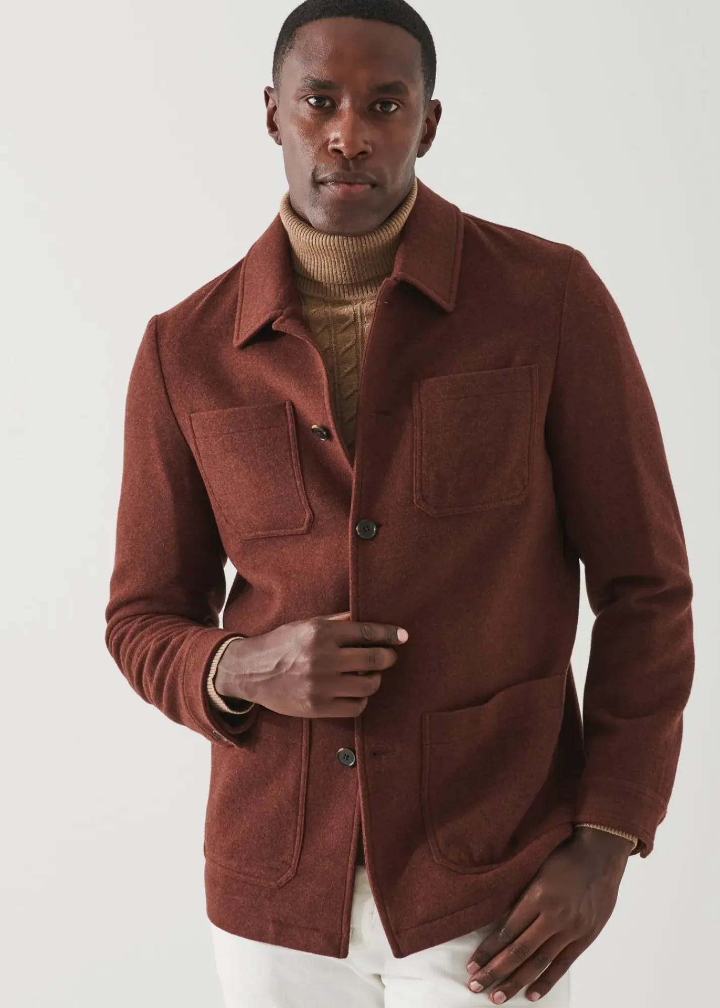 PATRICK ASSARAF Wool Blend Quilted Shirt Jacket|Men Shirt Jackets