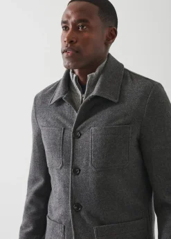 PATRICK ASSARAF Wool Blend Quilted Shirt Jacket|Men Shirt Jackets