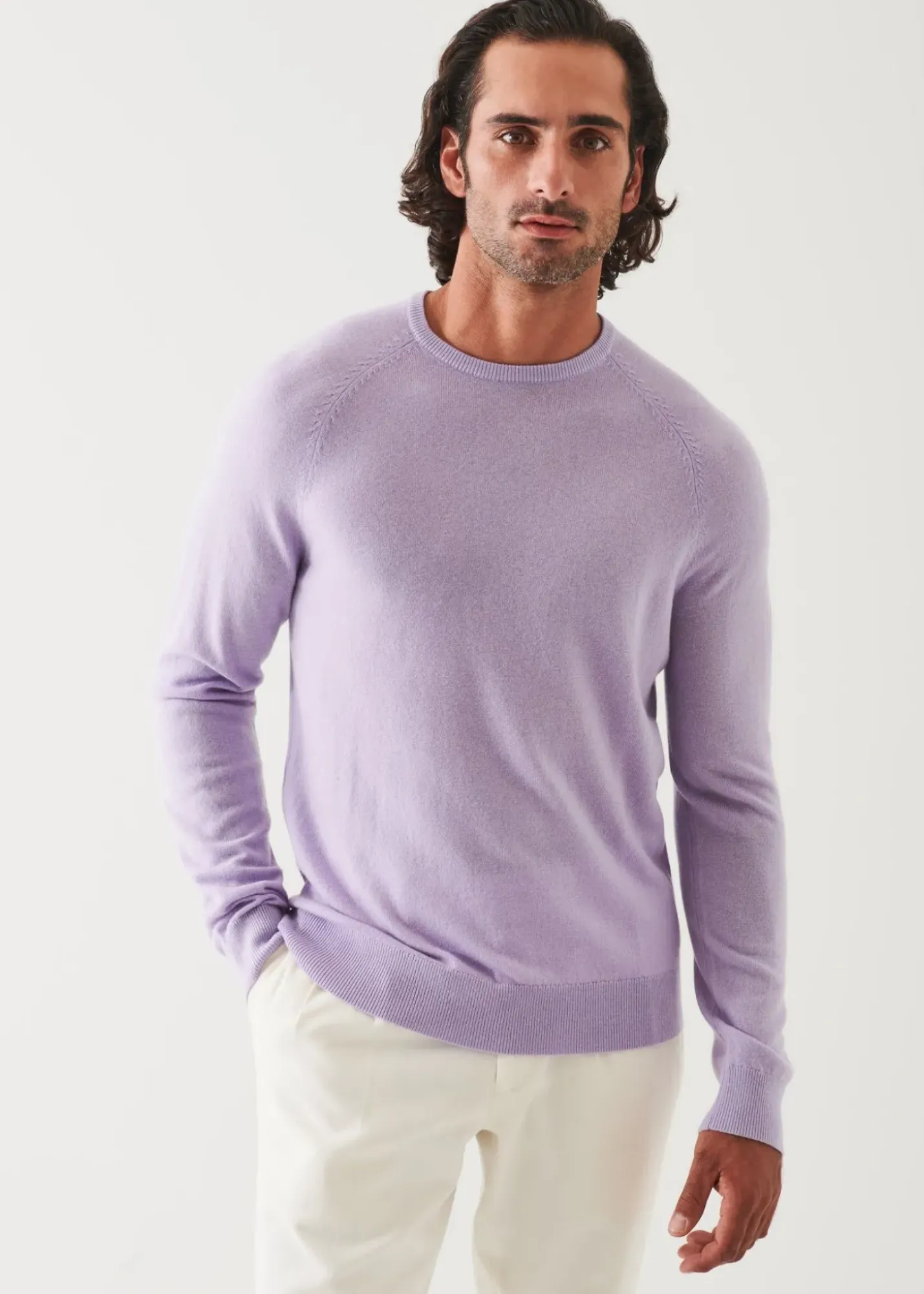 PATRICK ASSARAF Wool Cashmere Raglan Crewneck|Men Knitwear