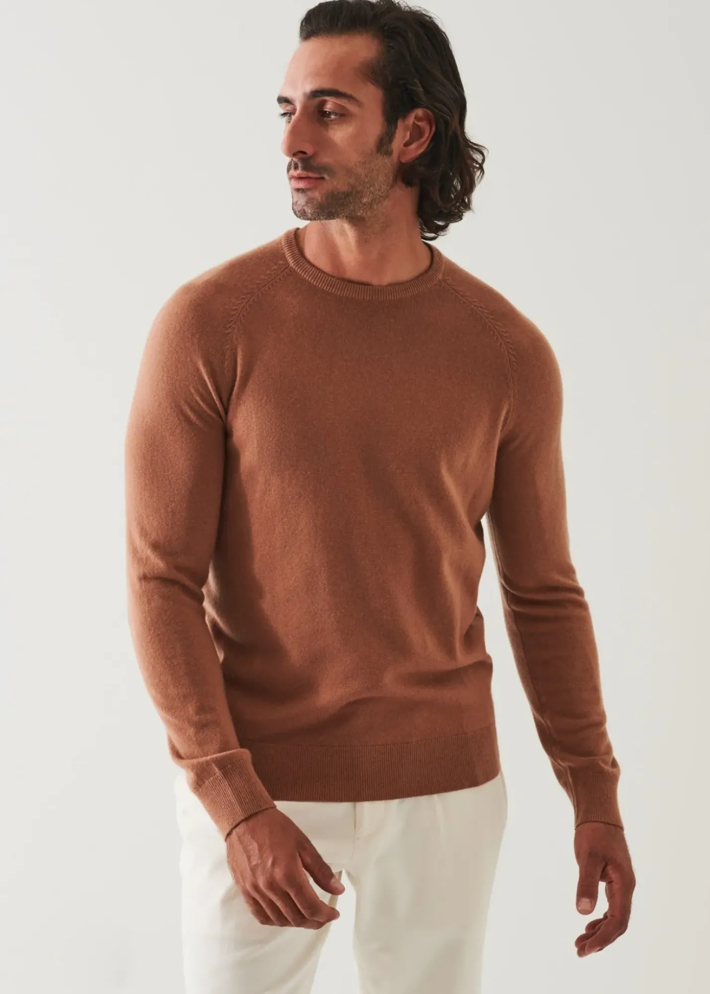 PATRICK ASSARAF Wool Cashmere Raglan Crewneck|Men Knitwear